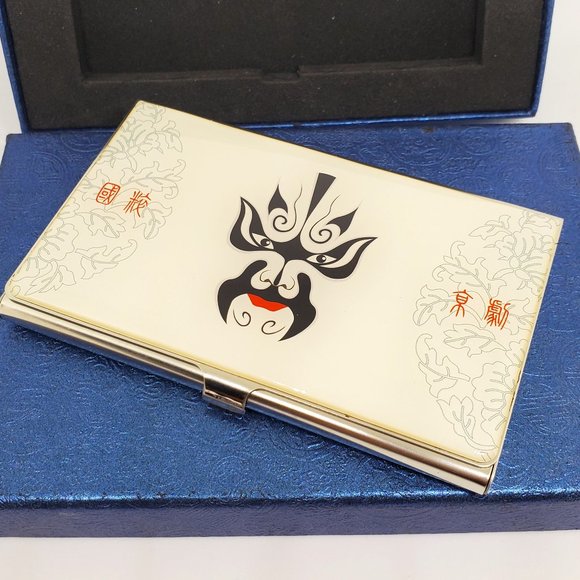 Vintage Chinese Opera Mask Chongqing University Business Card Holder NIB